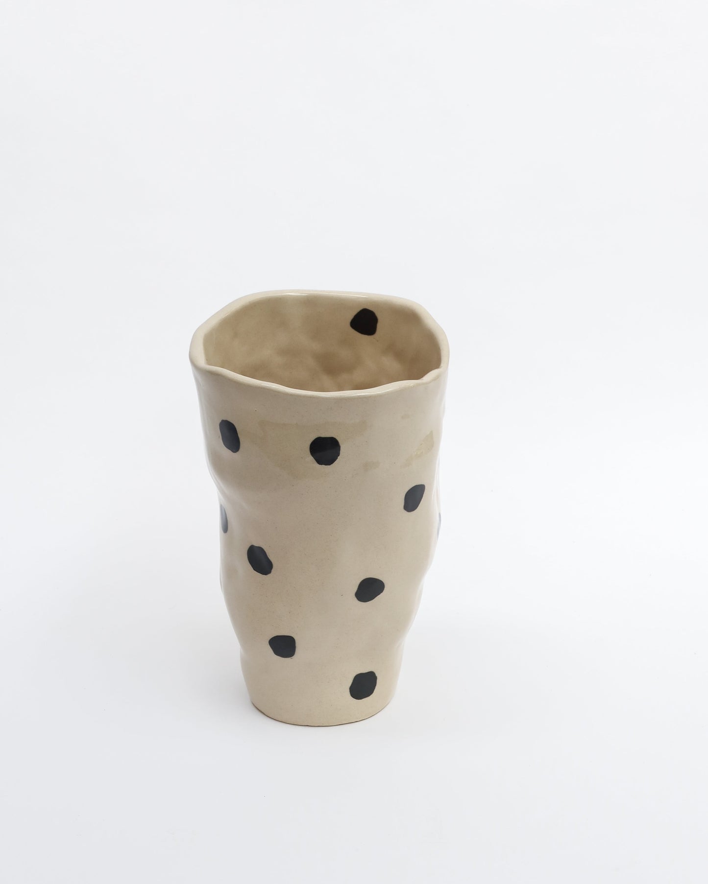 Vase irrégulier - Gros pois noir